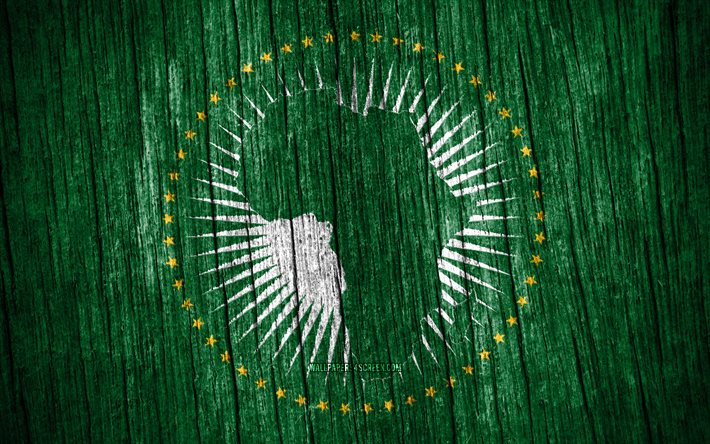 4k, アフリカ連合の旗, アフリカ連合の日, アフリカ, 木製のテクスチャフラグ, アフリカ諸国, アフリカ連合