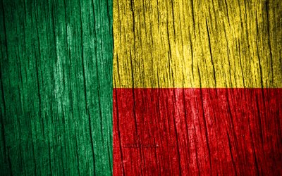 4K, Flag of Benin, Day of Benin, Africa, wooden texture flags, Benin flag, Benin national symbols, African countries, Benin