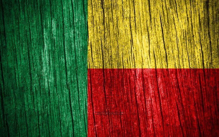 4k, ベナンの旗, ベナンの日, アフリカ, 木製のテクスチャフラグ, ベナンの国家シンボル, アフリカ諸国, ベナン