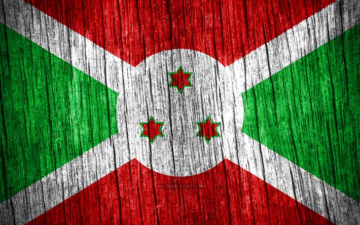 4K, Flag of Burundi, Day of Burundi, Africa, wooden texture flags, Burundi flag, Burundi national symbols, African countries, Burundi