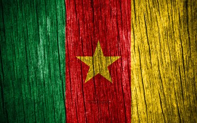 4k, kameruns flagga, kameruns dag, afrika, trästrukturflaggor, kamerunska flaggan, kamerunska nationella symboler, afrikanska länder, kamerun