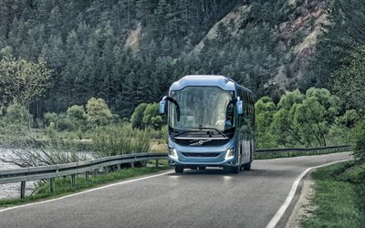 2022, Volvo 9700, exterior, front view, passenger bus, new blue Volvo 9700, passenger transport, swedish buses, Volvo