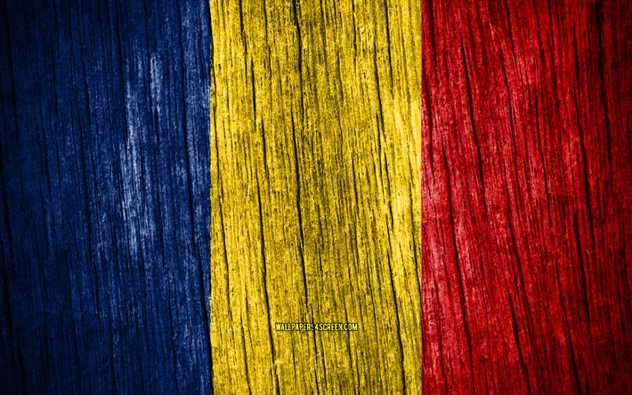 4K, Flag of Chad, Day of Chad, Africa, wooden texture flags, Chad flag, Chad national symbols, African countries, Chad