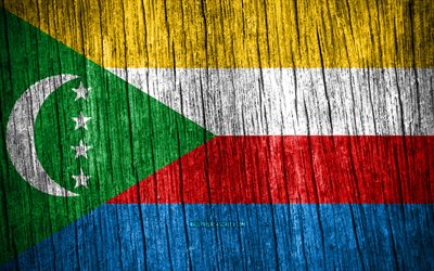 4K, Flag of Comoros, Day of Comoros, Africa, wooden texture flags, Comoros flag, Comoros national symbols, African countries, Comoros