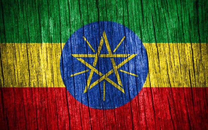 4k, flagge äthiopiens, tag äthiopiens, afrika, hölzerne texturfahnen, äthiopische flagge, äthiopische nationalsymbole, afrikanische länder, äthiopien