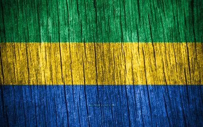 4K, Flag of Gabon, Day of Gabon, Africa, wooden texture flags, Gabonese flag, Gabonese national symbols, African countries, Gabon flag, Gabon