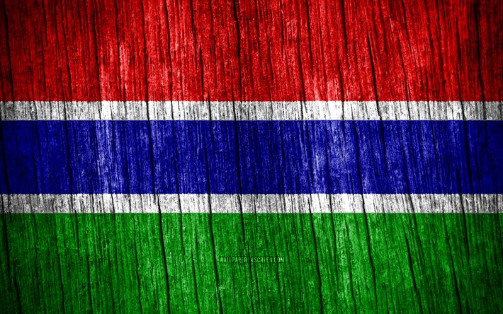 4k, gambian lippu, gambian päivä, afrikka, puiset rakenneliput, gambian kansalliset symbolit, afrikan maat, gambia