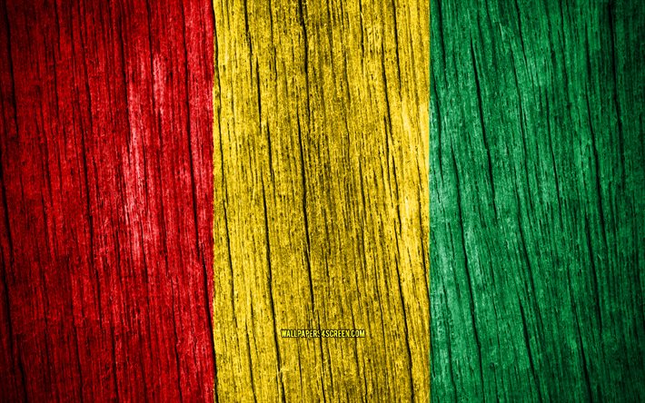4k, guineas flagga, guineas dag, afrika, flaggor med trästruktur, guineas nationella symboler, afrikanska länder, guinea