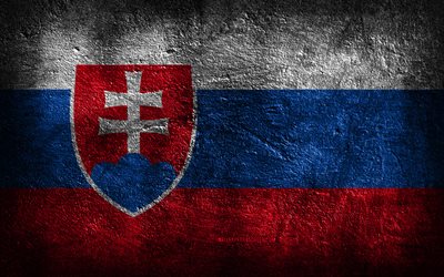 4k, slowakische flagge, steinstruktur, flagge der slowakei, steinhintergrund, grunge-kunst, nationale symbole der slowakei, slowakei