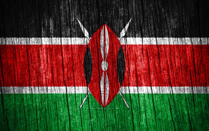 4k, ケニアの旗, ケニアの日, アフリカ, 木製のテクスチャフラグ, ケニアの国家シンボル, アフリカ諸国, ケニア