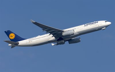 Airbus A330-300, passenger aircraft, Lufthansa, transportation of passengers, air travel, Airbus A330, modern aircraft, Airbus