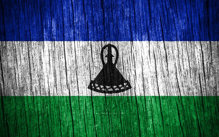 4k, 레소토의 국기, 레소토의 날, 아프리카, 나무 질감 깃발, 레소토 국기, 레소토 국가 상징, 아프리카 국가, 레소토