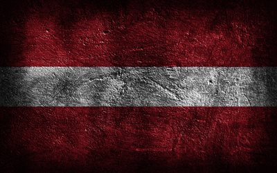 4k, लातविया का झंडा, पत्थर की बनावट, पत्थर की पृष्ठभूमि, लातवियाई झंडा, ग्रंज कला, लातवियाई राष्ट्रीय प्रतीक, लातविया