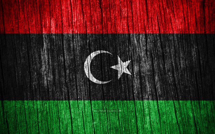 4k, libyan lippu, libyan päivä, afrikka, puiset rakenneliput, libyan kansalliset symbolit, afrikan maat, libya