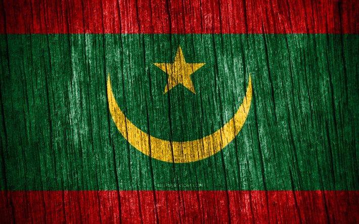 4k, mauretaniens flagga, mauretaniens dag, afrika, trästrukturflaggor, mauretaniens nationella symboler, afrikanska länder, mauretanien