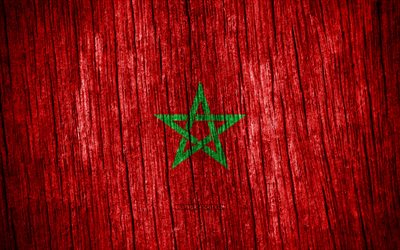 4k, モロッコの旗, モロッコの日, アフリカ, 木製のテクスチャフラグ, モロッコの国家シンボル, アフリカ諸国, モロッコ