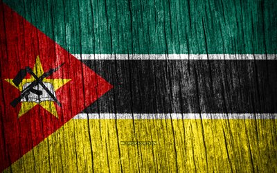 4k, 모잠비크의 국기, 모잠비크의 날, 아프리카, 나무 질감 깃발, 모잠비크 국기, 모잠비크 국가 상징, 아프리카 국가, 모잠비크
