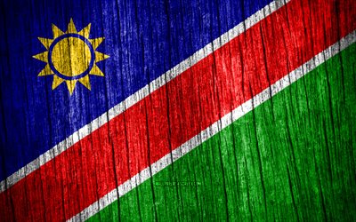 4k, bandiera della namibia, giorno della namibia, africa, bandiere di struttura in legno, simboli nazionali della namibia, paesi africani, namibia