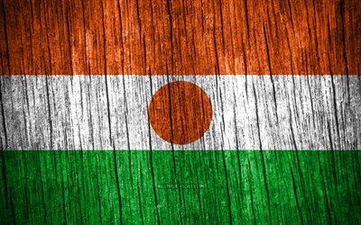 4k, nigers flagga, nigers dag, afrika, trästrukturflaggor, nigers nationella symboler, afrikanska länder, niger