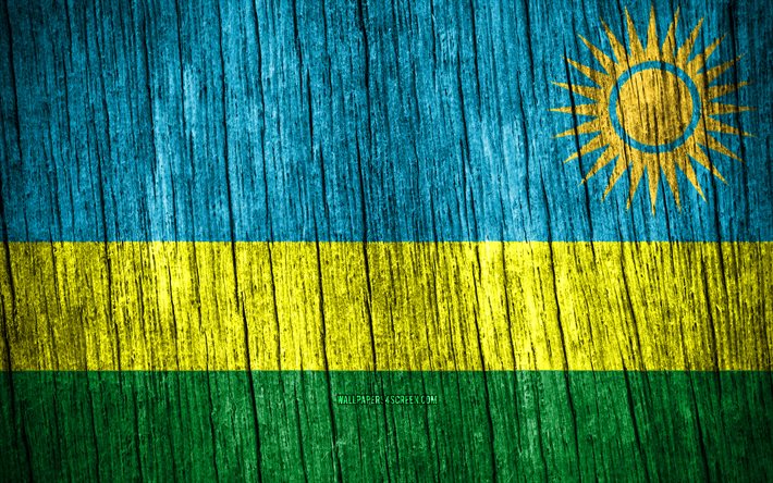4k, rwandas flagga, rwandas dag, afrika, trästrukturflaggor, rwandas nationella symboler, afrikanska länder, rwanda