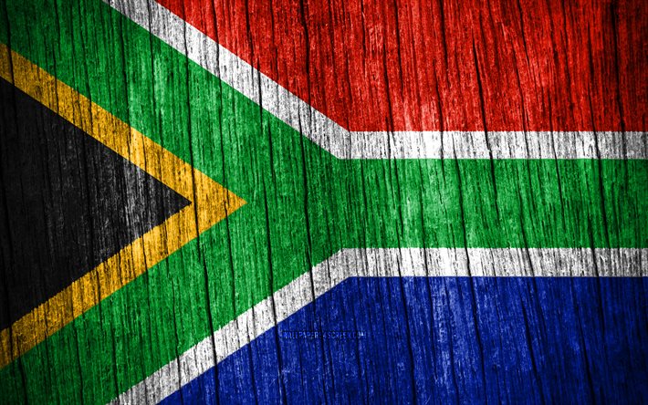4K, Flag of South Africa, Day of South Africa, Africa, wooden texture flags, South African flag, South African national symbols, African countries, South Africa flag, South Africa