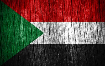 4k, スーダンの旗, スーダンの日, アフリカ, 木製のテクスチャフラグ, スーダンの国家のシンボル, アフリカ諸国, スーダン
