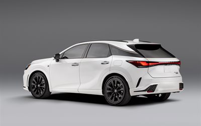 4k, Lexus RX 500h F-Sport, back view, 2023 cars, crossovers, 2023 Lexus RX, White Lexus RX, japanese cars, Lexus