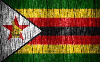 4k, bandiera dello zimbabwe, giorno dello zimbabwe, africa, bandiere di struttura in legno, simboli nazionali dello zimbabwe, paesi africani, zimbabwe
