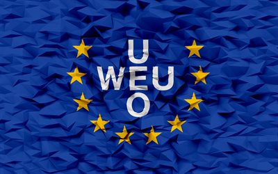 flagge der westeuropäischen union, 4k, 3d-polygonhintergrund, 3d-polygonstruktur, niederländische flagge, 3d-flagge der westeuropäischen union, westeuropäische union