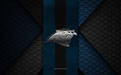 Carolina Panthers, NFL, blue knitted texture, Carolina Panthers logo, American football club, Carolina Panthers emblem, American football, Carolina, USA
