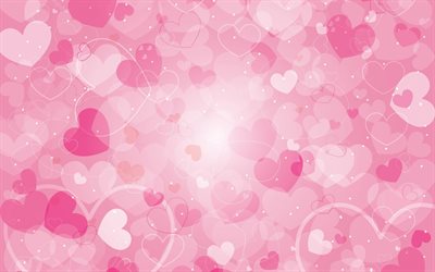 pink hearts texture, pink romance background, pink hearts, background with hearts, love background, heart background