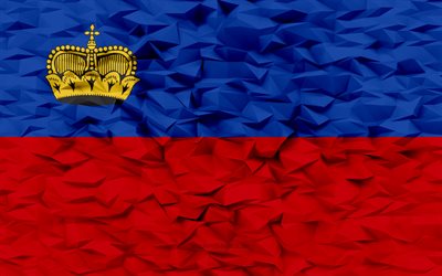 Flag of Liechtenstein, 4k, 3d polygon background, Liechtenstein flag, 3d polygon texture, 3d Liechtenstein flag, Liechtenstein national symbols, 3d art, Liechtenstein