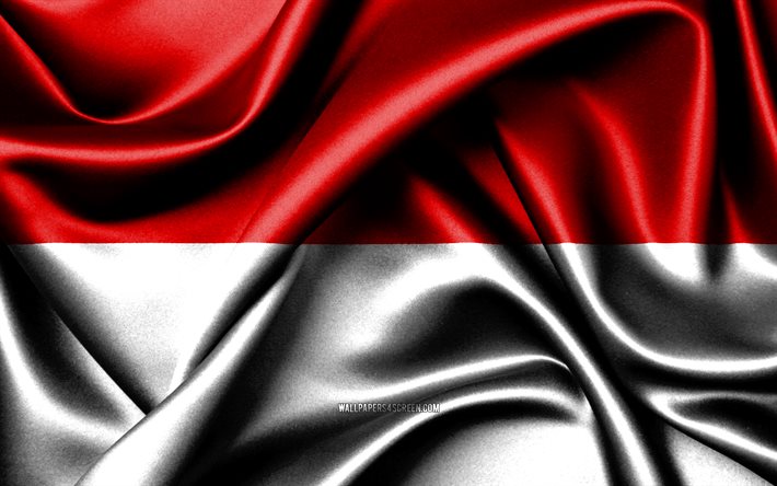 drapeau indonésien, 4k, les pays d asie, les drapeaux en tissu, le jour de l indonésie, le drapeau de l indonésie, les drapeaux de soie ondulés, l asie, les symboles nationaux indonésiens, l indonésie