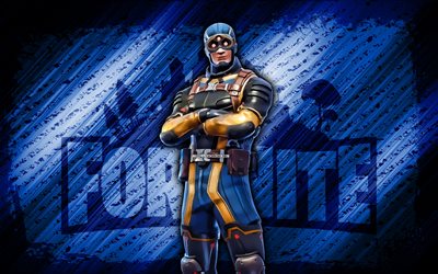Axiom Fortnite, 4k, blue diagonal background, grunge art, Fortnite, artwork, Axiom Skin, Fortnite characters, Axiom, Fortnite Axiom Skin
