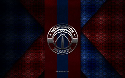 Washington Wizards, NBA, blue red knitted texture, Washington Wizards logo, American basketball club, Washington Wizards emblem, basketball, Washington, USA