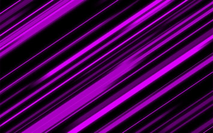 紫の線の背景, 4k, 紫色のマテリアルデザインの背景, 線の背景, 紫色の線の抽象化, ラインパターン