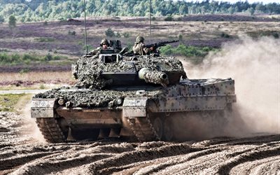 Leopard 2A7, German main tank, German Army, tank at the range, Bundeswehr, Leopard 2, tank, modern armored vehicles