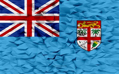 피지의 국기, 4k, 3d 다각형 배경, 피지 국기, 3d 다각형 텍스처, 3차원, 피지, 깃발, 피지 국가 상징, 3d 아트