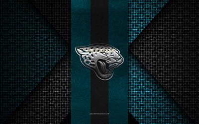 jacksonville jaguars, nfl, blau-schwarze strickstruktur, logo der jacksonville jaguars, emblem der jacksonville jaguars, american football, usa