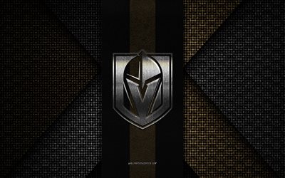 Vegas Golden Knights, NHL, black gold knitted texture, Vegas Golden Knights logo, American hockey club, Los Angeles Kings emblem, hockey, USA