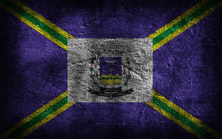 4k, 바르기냐 깃발, 브라질 도시, 돌 질감, 바르기냐의 국기, 돌 배경, 바르기냐의 날, 그런지 아트, 브라질 국가 상징, 바르기냐, 브라질