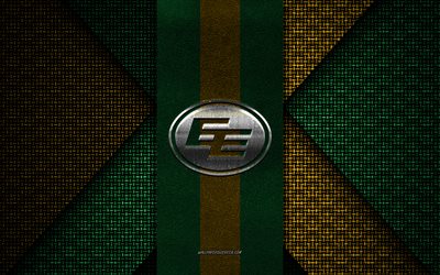 Edmonton Eskimos, Canadian Football League, green yellow knitted texture, Edmonton Eskimos logo, CFL, Canadian football club, Edmonton Eskimos emblem, american football, Edmonton, Canada