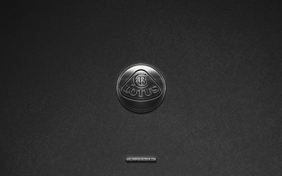 Lotus logo, gray stone background, Lotus emblem, car logos, Lotus, car brands, Lotus metal logo, stone texture