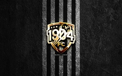 San Diego 1904 golden logo, 4k, black stone background, NISA, american soccer club, San Diego 1904 logo, soccer, San Diego 1904, football, San Diego 1904 FC