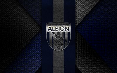 West Brom FC, EFL Championship, blue white knitted texture, West Brom FC logo, English football club, West Brom FC emblem, football, West Bromwich, England, West Bromwich Albion