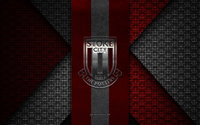 stoke city fc, efl championship, röd vit stickad textur, stoke city fc logotyp, engelsk fotbollsklubb, stoke city fc emblem, fotboll, stoke city, england