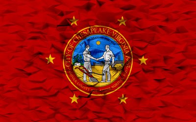 Flag of Chesapeake, Virginia, 4k, American cities, 3d polygon background, Chesapeake flag, 3d polygon texture, Day of Chesapeake, 3d Chesapeake flag, American national symbols, 3d art, Chesapeake, USA