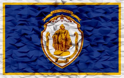 Flag of Springfield, Massachusetts, 4k, American cities, 3d polygon background, Springfield flag, 3d polygon texture, Day of Springfield, 3d Springfield flag, American national symbols, 3d art, Springfield, USA