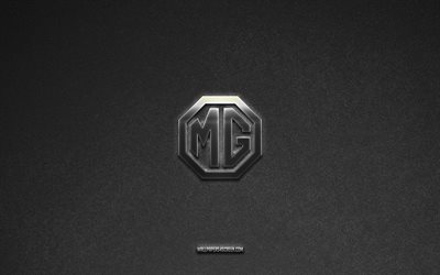 logo mg, fond de pierre grise, emblème mg, logos de voiture, mg, marques de voitures, logo en métal mg, texture de pierre