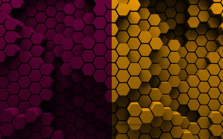 4k, Flag of County Wexford, Counties of Ireland, 3d hexagon background, Wexford 3d flag, Day of County Wexford, 3d hexagon texture, Wexford flag, Irish national symbols, County Wexford, 3d Wexford flag, Wexford, Ireland